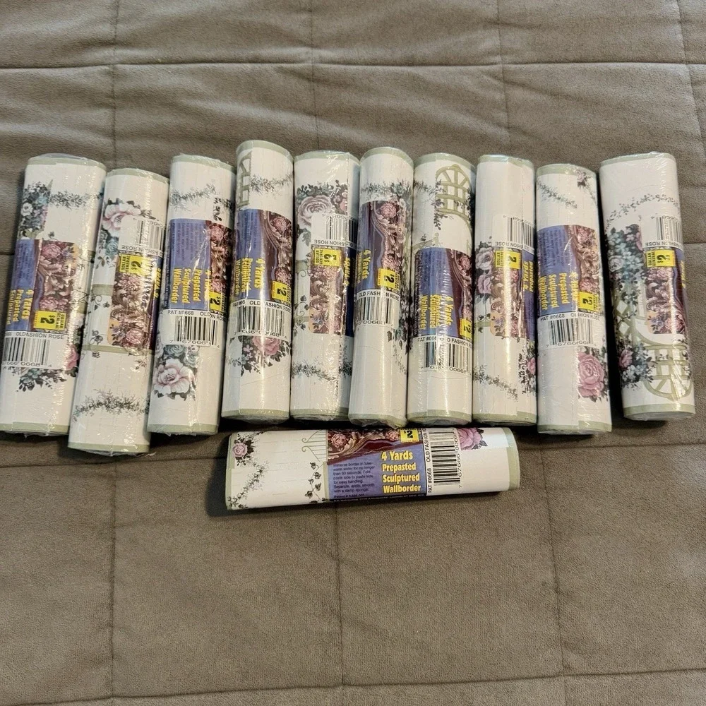 Vintage Floral Prepasted Wallpaper Border‎ 11 Rolls Old Fashion Rose 4 Yd ea.